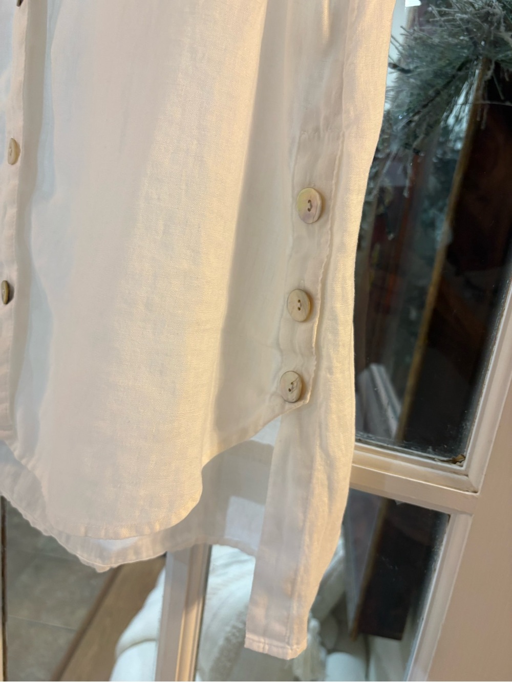 J.Jill Love Linen White 100% Linen Sleeveless Button Front Tunic Top Medium - Picture 6 of 7